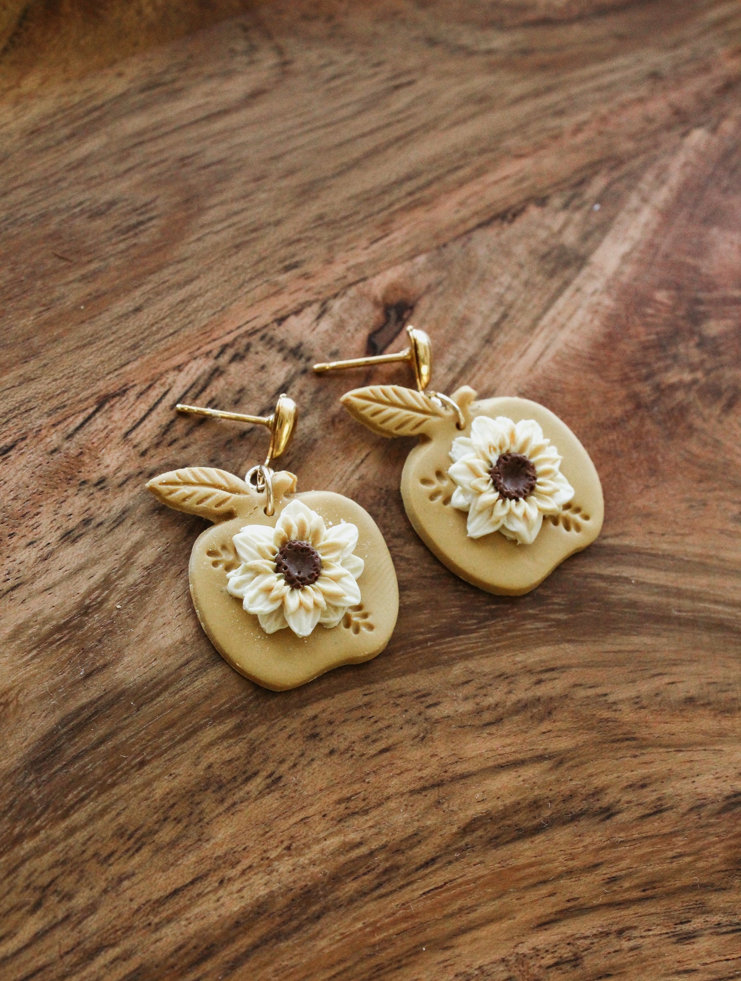 Golden Apple Drop Earrings